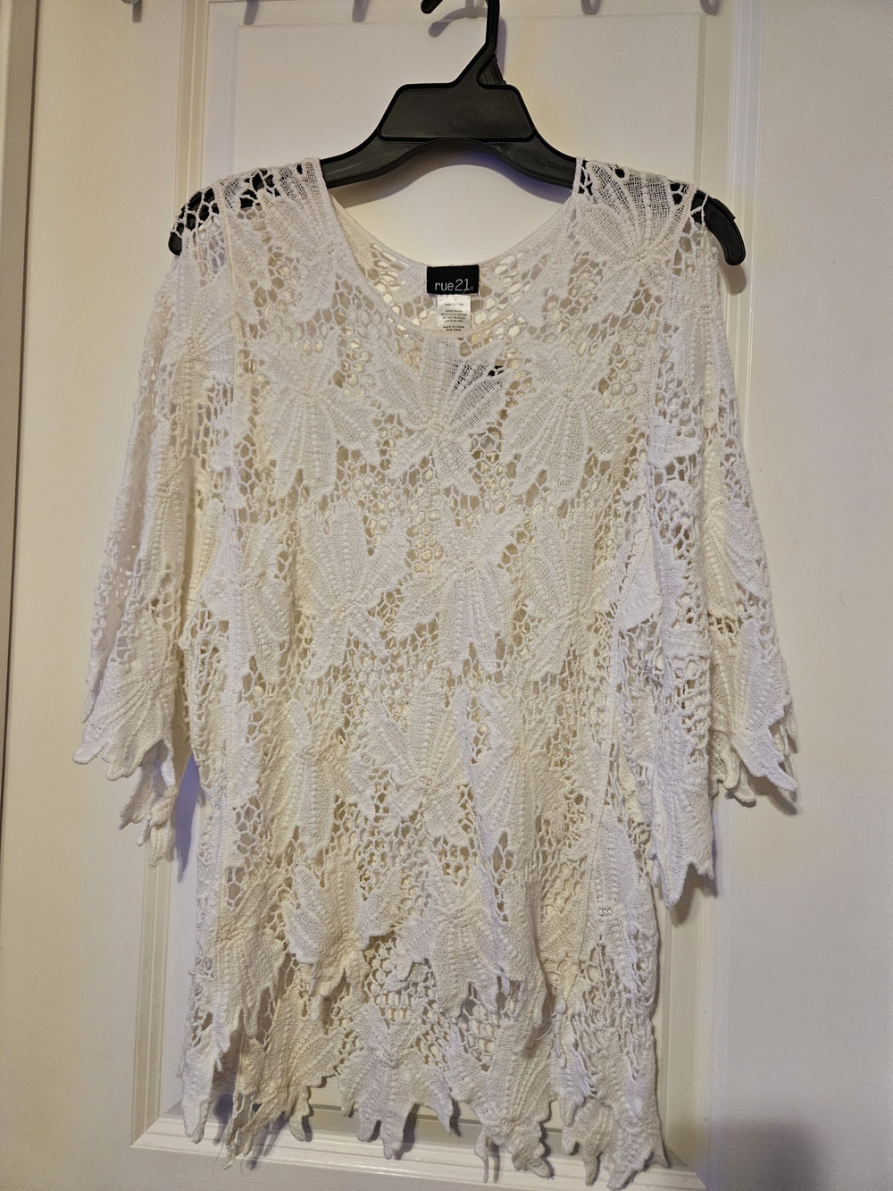 rue21 White Crochet Lace Women's Top
